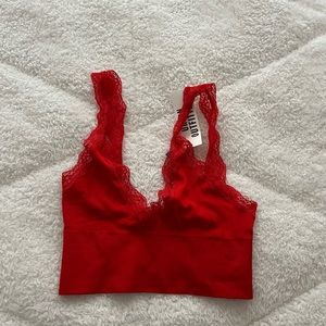 BNWT Urban Outfitters ribbed, red, lacy bralette